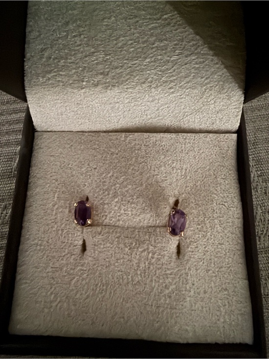 Jewelry - 14 Kt Gold post Amethyst Oval Stud Earrings - Purple